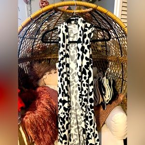 Cow print sleeveless cardigan